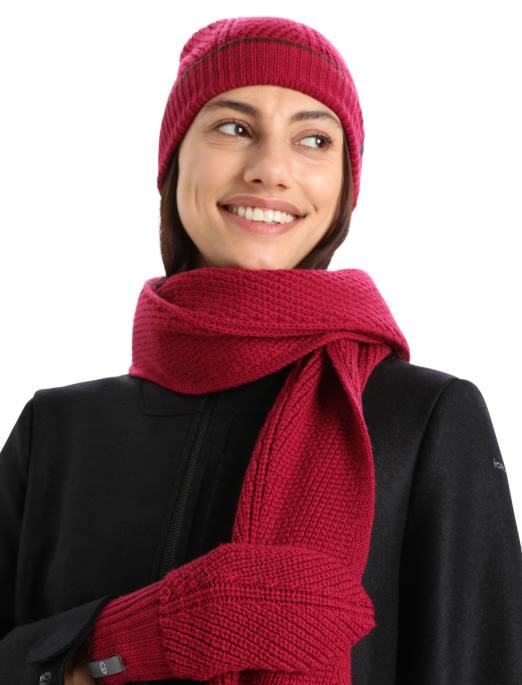 Icebreaker unisex merino waypoint tørklæde B00X465 tilbehør kirsebær/espresso