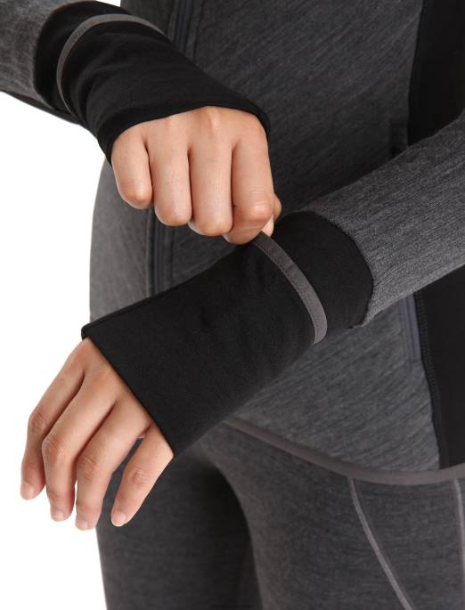 Icebreaker Kvinder realfleece merino descender langærmet jakke med lynlås B00X701 tøj jetlyng/sort