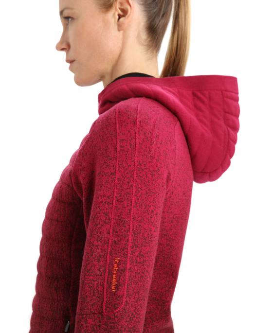 Icebreaker Kvinder zoneknit merino-isoleret langærmet hættetrøje med lynlås i dybet B00X888 tøj kirsebær/espresso