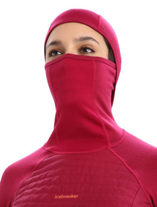 Icebreaker Kvinder zoneknit merino-isoleret langærmet termisk hættetrøje B00X890 tøj kirsebær