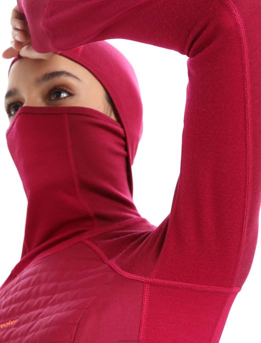 Icebreaker Kvinder zoneknit merino-isoleret langærmet termisk hættetrøje B00X890 tøj kirsebær