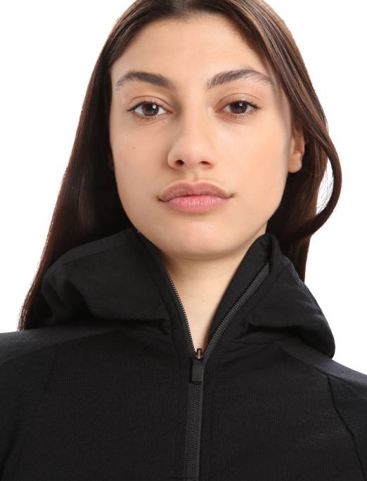 Icebreaker Kvinder zoneknit merino langærmet hættetrøje med lynlås B00X712 tøj sort