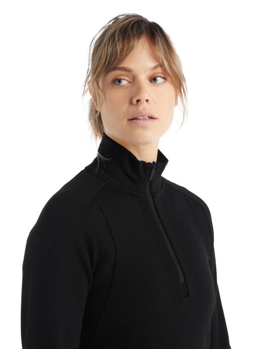 Icebreaker Kvinder zoneknit merino langærmet halv lynlås B00X724 tøj sort