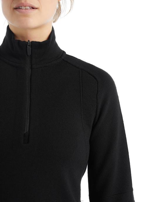 Icebreaker Kvinder zoneknit merino langærmet halv lynlås B00X724 tøj sort