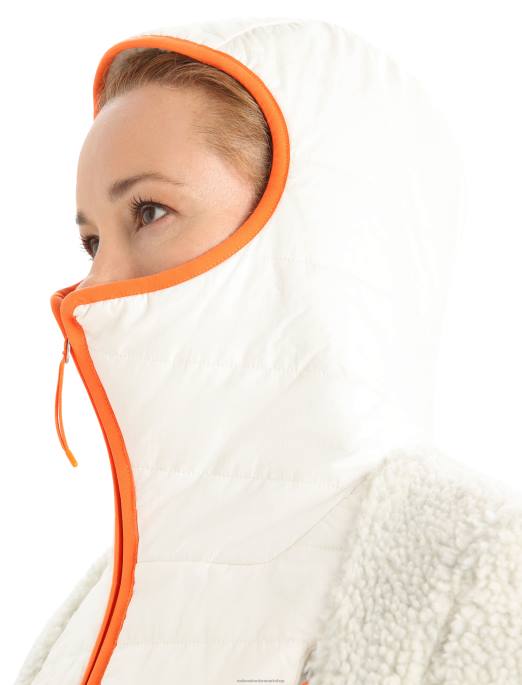 Icebreaker Kvinder realfleece merino høj luv langærmet hætte med lynlås B00X876 tøj ecru lyng/sne