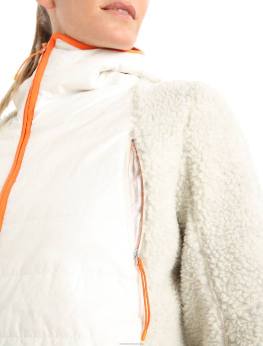 Icebreaker Kvinder realfleece merino høj luv langærmet hætte med lynlås B00X876 tøj ecru lyng/sne