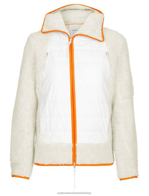 Icebreaker Kvinder realfleece merino høj luv langærmet hætte med lynlås B00X876 tøj ecru lyng/sne