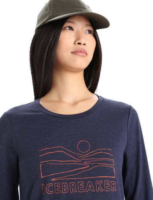 Icebreaker Kvinder merino central klassisk langærmet t-shirt solnedgang B00X850 tøj midnatsflåde