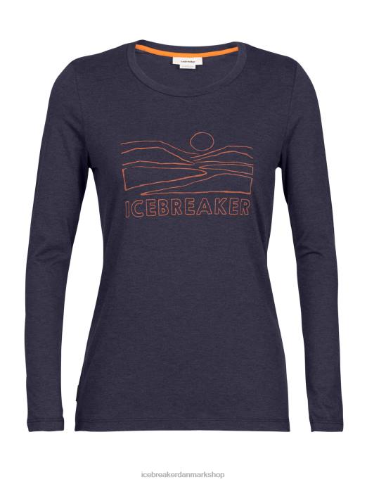 Icebreaker Kvinder merino central klassisk langærmet t-shirt solnedgang B00X850 tøj midnatsflåde