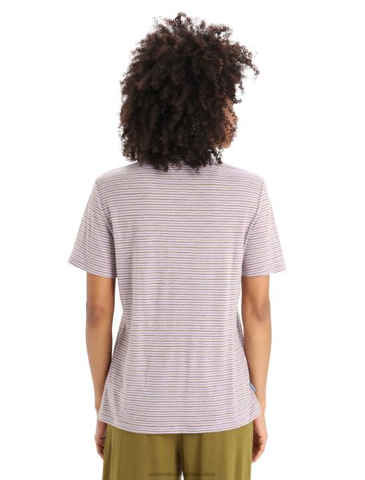 Icebreaker Kvinder merino linned kortærmet t-shirt stribe B00X643 tøj lilla blik/alger