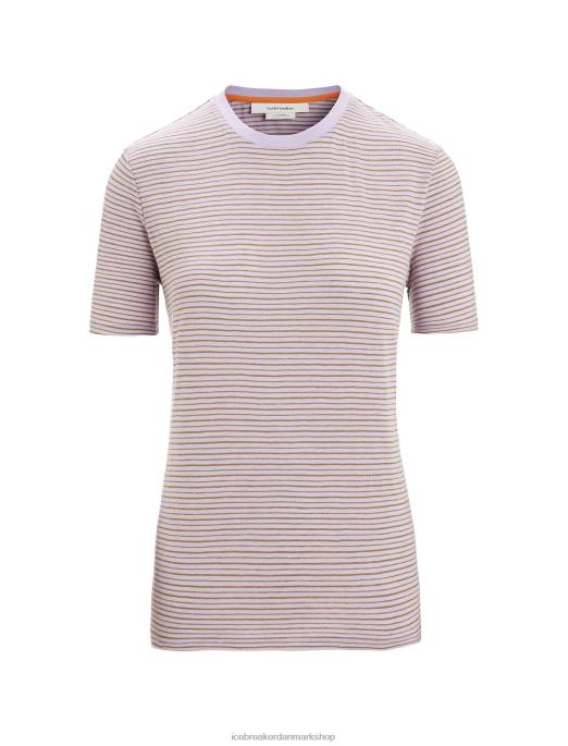 Icebreaker Kvinder merino linned kortærmet t-shirt stribe B00X643 tøj lilla blik/alger
