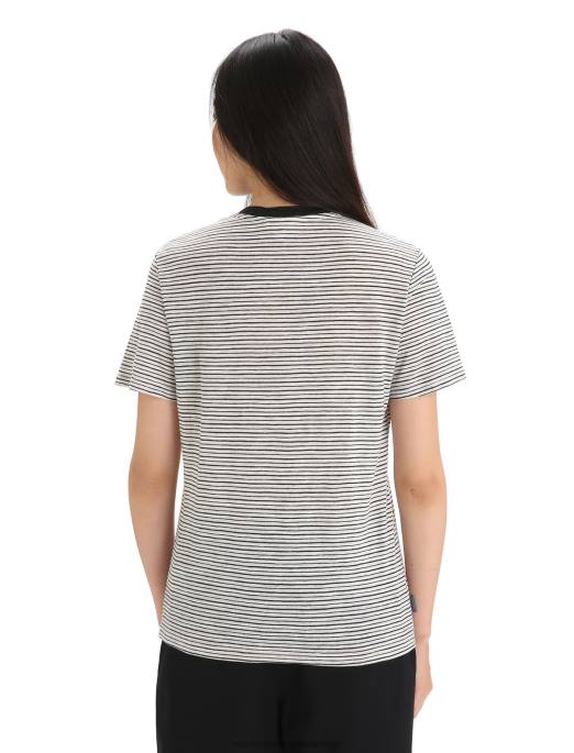Icebreaker Kvinder merino linned kortærmet t-shirt stribe B00X644 tøj sne/sort