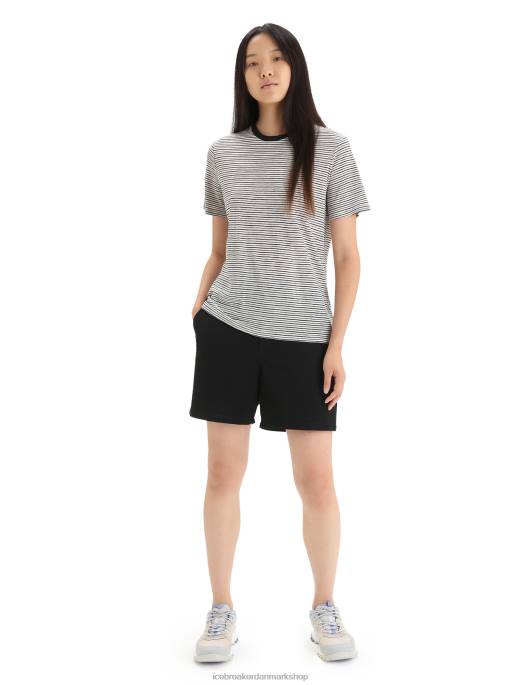 Icebreaker Kvinder merino linned kortærmet t-shirt stribe B00X644 tøj sne/sort