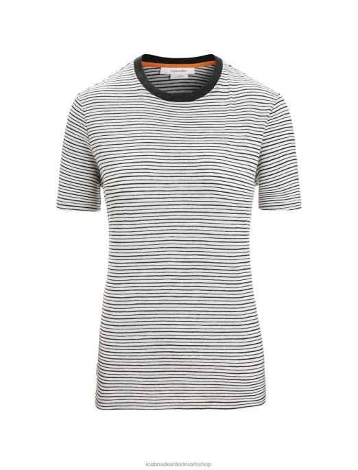 Icebreaker Kvinder merino linned kortærmet t-shirt stribe B00X644 tøj sne/sort