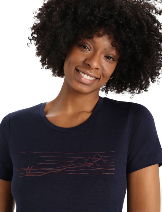 Icebreaker Kvinder merino tech lite ii kortærmede t-shirt skistriber B00X896 tøj midnatsflåde