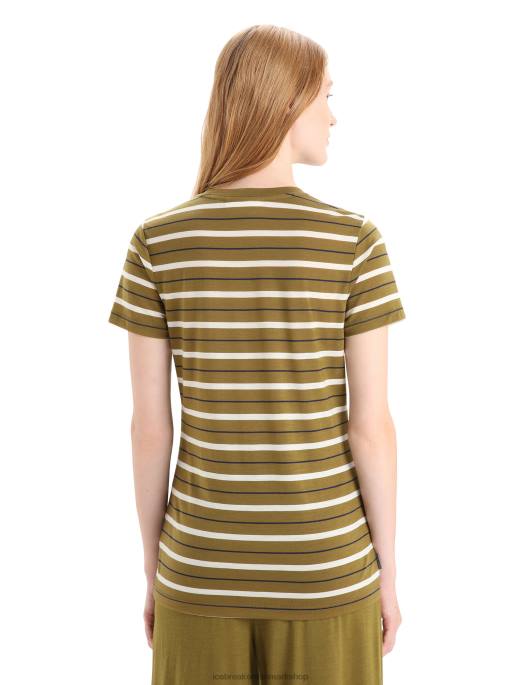 Icebreaker Kvinder merino wave kortærmet stribet t-shirt B00X636 tøj alger/kridt