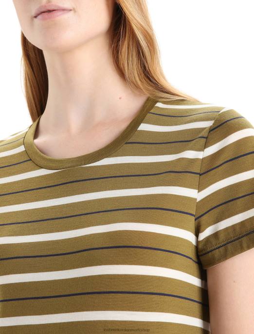Icebreaker Kvinder merino wave kortærmet stribet t-shirt B00X636 tøj alger/kridt