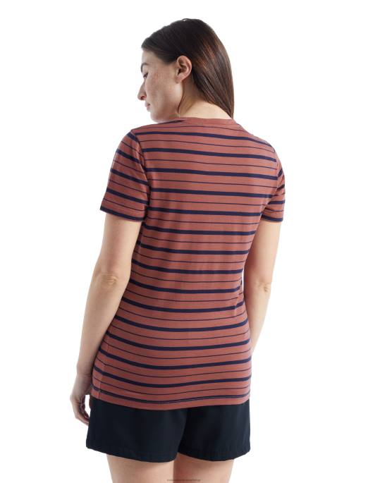 Icebreaker Kvinder merino wave kortærmet stribet t-shirt B00X922 tøj drue/midnight navy