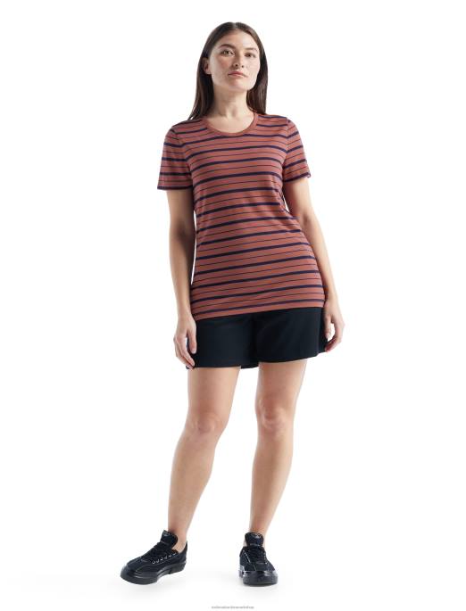 Icebreaker Kvinder merino wave kortærmet stribet t-shirt B00X922 tøj drue/midnight navy