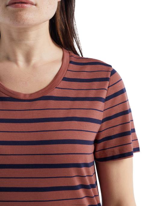 Icebreaker Kvinder merino wave kortærmet stribet t-shirt B00X922 tøj drue/midnight navy