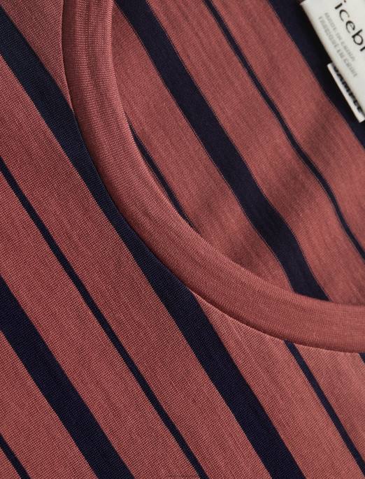 Icebreaker Kvinder merino wave kortærmet stribet t-shirt B00X922 tøj drue/midnight navy