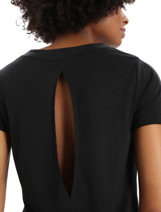 Icebreaker Kvinder zoneknit merino kortærmet t-shirt med slids bagpå B00X798 tøj sort