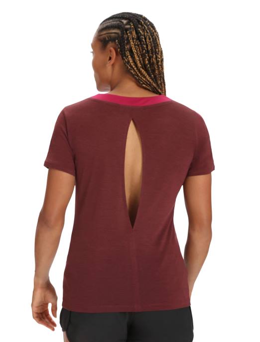Icebreaker Kvinder zoneknit merino kortærmet t-shirt med slids bagpå B00X799 tøj kirsebær/espresso