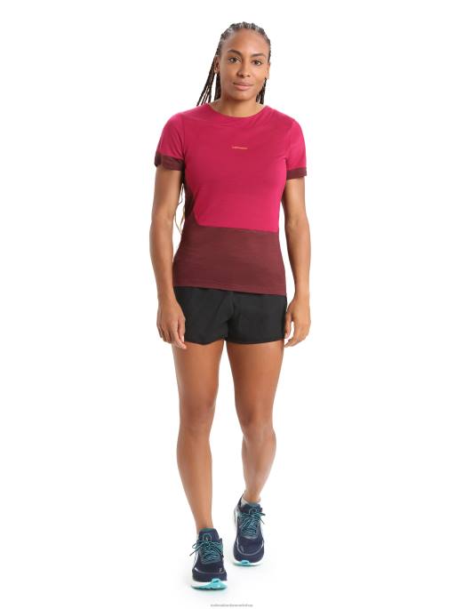 Icebreaker Kvinder zoneknit merino kortærmet t-shirt med slids bagpå B00X799 tøj kirsebær/espresso