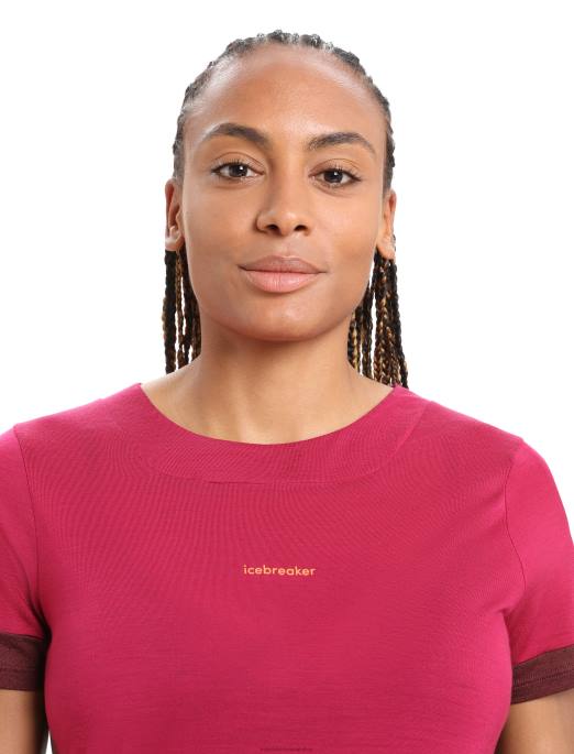 Icebreaker Kvinder zoneknit merino kortærmet t-shirt med slids bagpå B00X799 tøj kirsebær/espresso