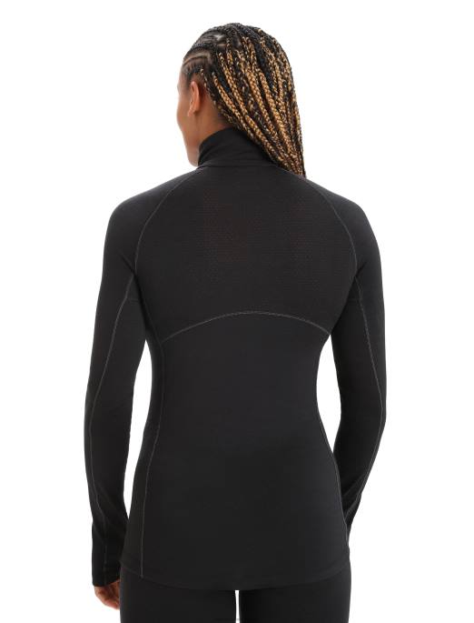 Icebreaker Kvinder bodyfitzone merino 200 zone termisk langærmet halv lynlås top B00X805 tøj sort