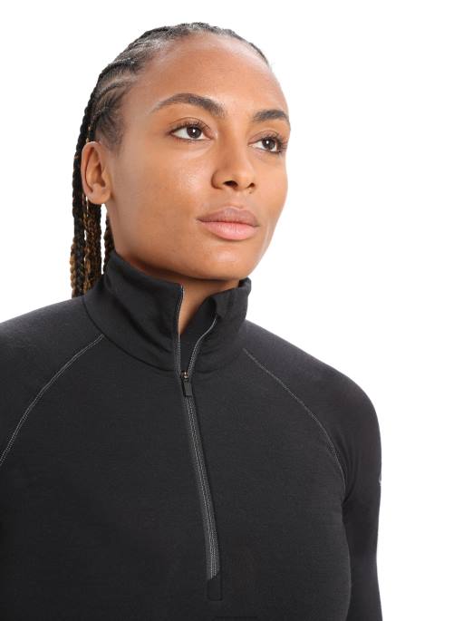 Icebreaker Kvinder bodyfitzone merino 200 zone termisk langærmet halv lynlås top B00X805 tøj sort