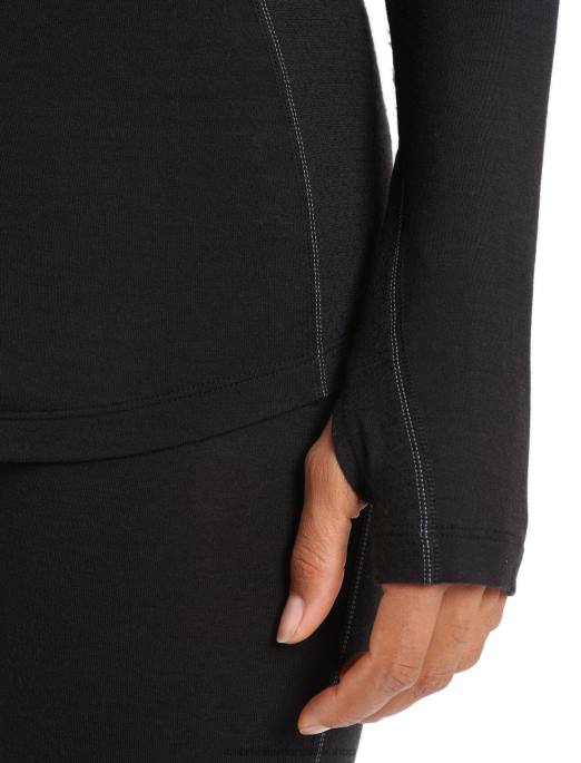 Icebreaker Kvinder bodyfitzone merino 200 zone termisk langærmet halv lynlås top B00X805 tøj sort