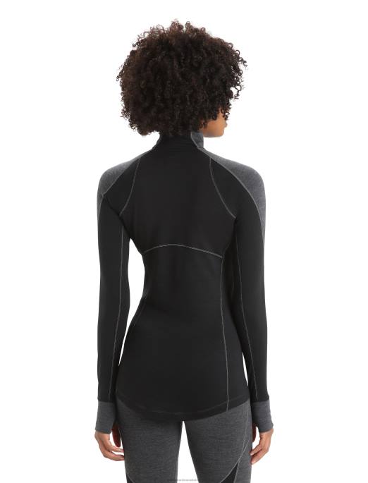 Icebreaker Kvinder bodyfitzone merino 260 zone langærmet termisk top med halv lynlås B00X845 tøj jetlyng/sort