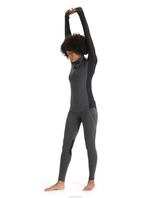 Icebreaker Kvinder bodyfitzone merino 260 zone langærmet termisk top med halv lynlås B00X845 tøj jetlyng/sort