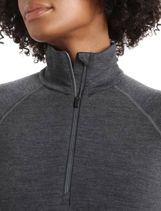 Icebreaker Kvinder bodyfitzone merino 260 zone langærmet termisk top med halv lynlås B00X845 tøj jetlyng/sort