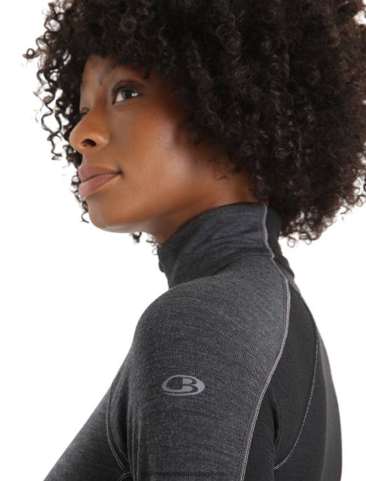 Icebreaker Kvinder bodyfitzone merino 260 zone langærmet termisk top med halv lynlås B00X845 tøj jetlyng/sort
