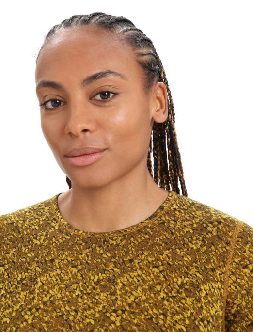 Icebreaker Kvinder merino 200 oasis langærmet crewe termisk toplav B00X836 tøj lydløst guld/nelliker