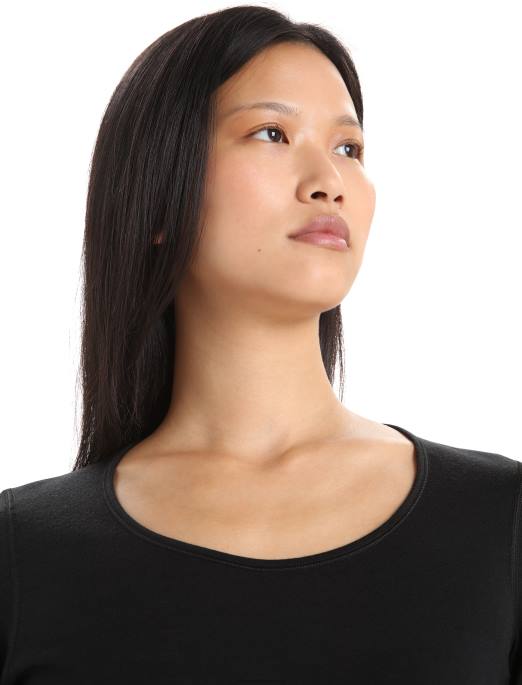 Icebreaker Kvinder merino 200 oasis langærmet termotop med scoop-neck B00X852 tøj sort