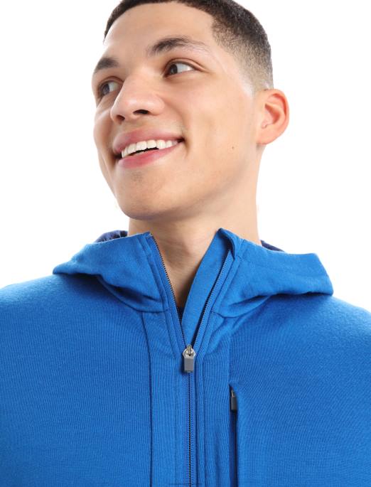 Icebreaker Mænd merino quantum iii langærmet hættetrøje med lynlås B00X203 tøj lazurit/kongelig flåde