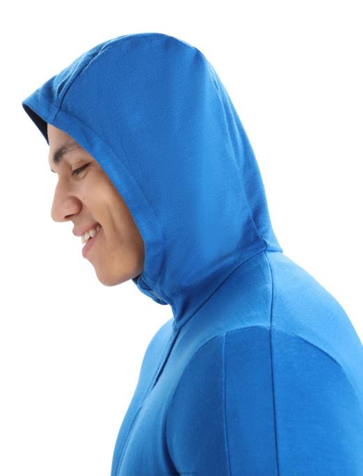 Icebreaker Mænd merino quantum iii langærmet hættetrøje med lynlås B00X203 tøj lazurit/kongelig flåde