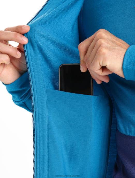 Icebreaker Mænd merino quantum iii langærmet hættetrøje med lynlås B00X204 tøj geo blå/kongelig marine