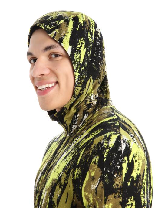 Icebreaker Mænd merino quantum iii langærmet hættetrøje med lynlås sedimentær B00X414 tøj sort/glans