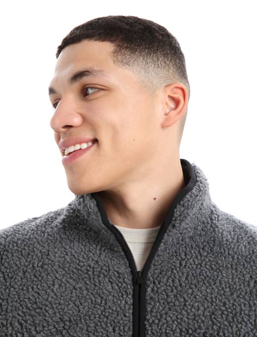 Icebreaker Mænd realfleece merino højluvet langærmet jakke med halv lynlås B00X232 tøj gruslyng/sort