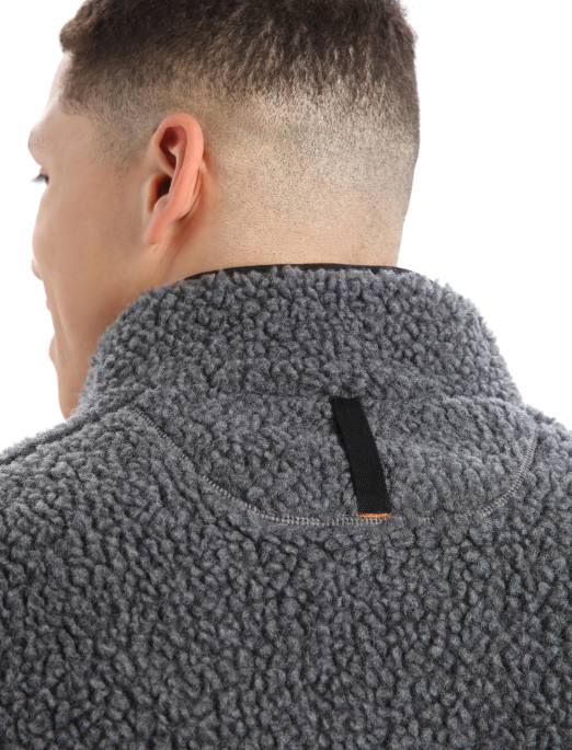 Icebreaker Mænd realfleece merino højluvet langærmet jakke med halv lynlås B00X232 tøj gruslyng/sort
