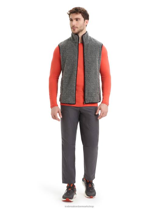 Icebreaker Mænd realfleece merino vest med høj luv B00X235 tøj gruslyng/sort