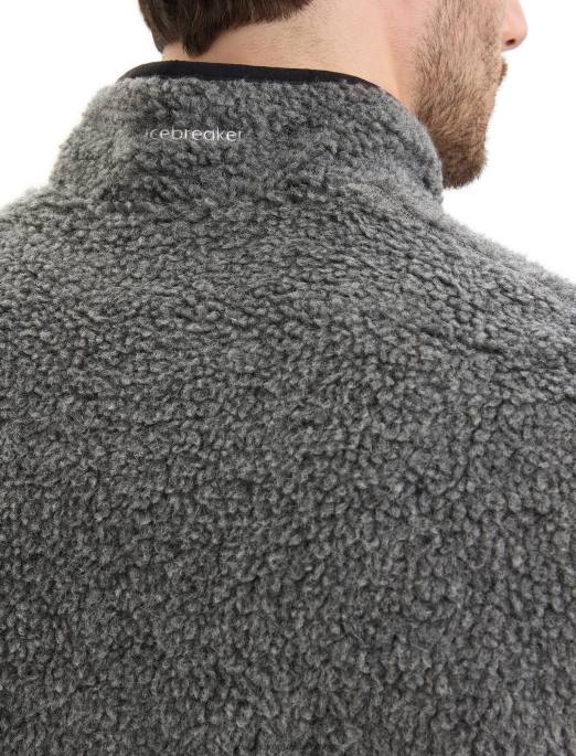 Icebreaker Mænd realfleece merino vest med høj luv B00X235 tøj gruslyng/sort