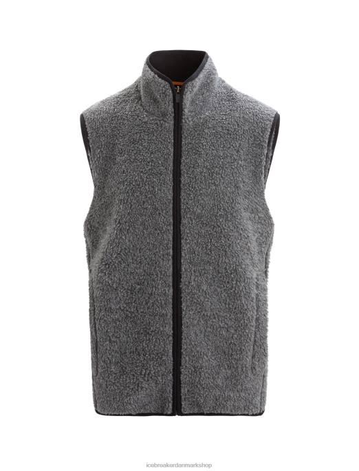 Icebreaker Mænd realfleece merino vest med høj luv B00X235 tøj gruslyng/sort