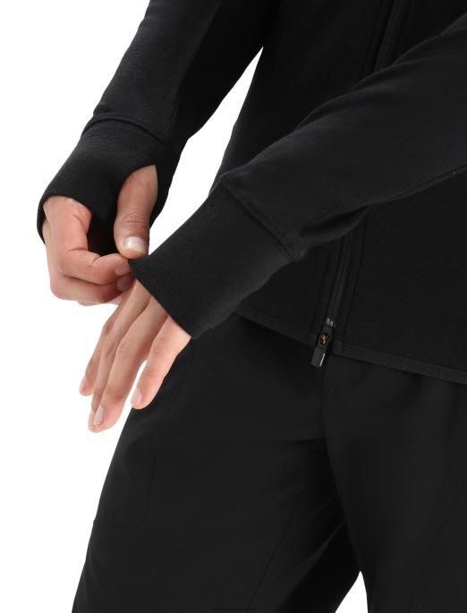 Icebreaker Mænd zoneknit merino langærmet hættetrøje med lynlås B00X218 tøj sort