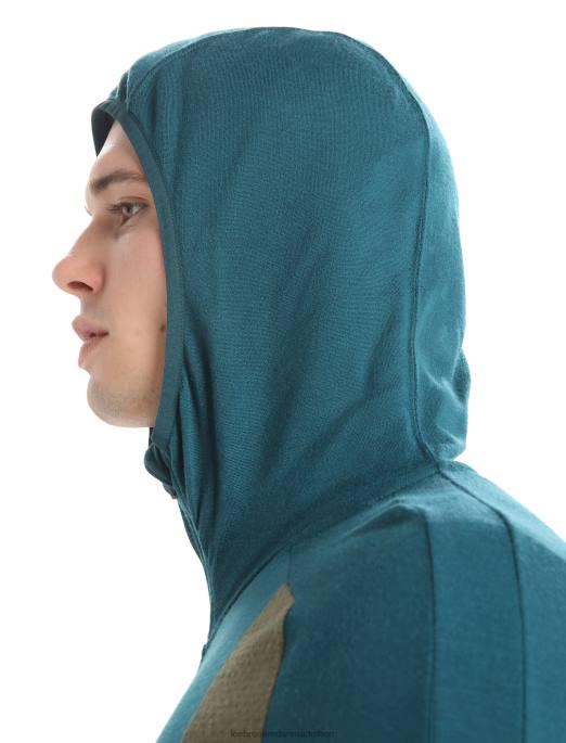 Icebreaker Mænd zoneknit merino langærmet hættetrøje med lynlås B00X219 tøj grøn herlighed/loden