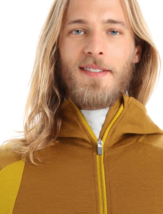 Icebreaker Mænd zoneknit merino langærmet hættetrøje med lynlås B00X408 tøj nelliker/stum guld